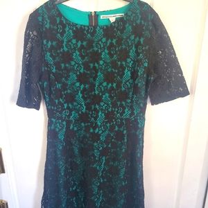 Dress- green with black lace